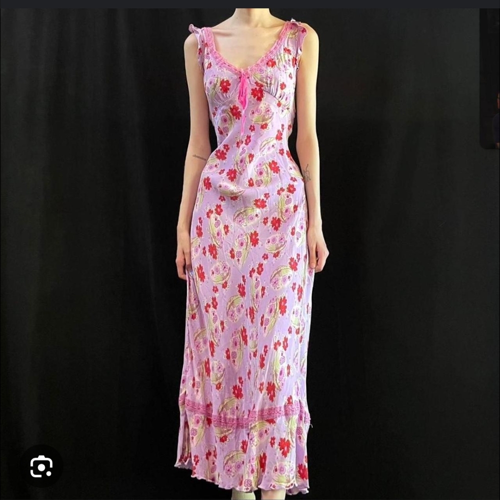 Betsey Johnson Pink and White Sheath Maxi Dress